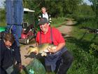 Geoff with carp caught on practice day in England